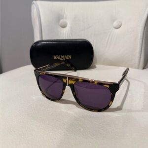 Balmain Tortoise Sunglasses with Violet Lenses